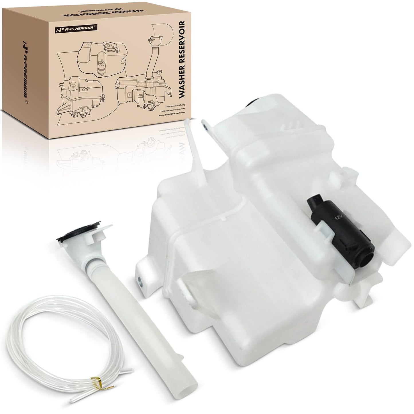 A-Premium Windshield Washer Reservoir Compatible with Select Toyota & Lexus Models - Camry 2018-2022, Avalon 2019-2021, ES350 2019-2022, with (Washer Pump/Filler Neck/Cap/Hose/Fluid Level Sensor)