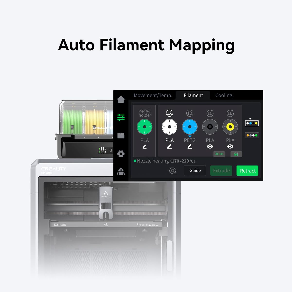 Creality K2 Plus Combo 3D Printer, Multi Color Printing with CFS Max 600mm/s Fast Printing,Dual AI Cameras, Full-auto Leveling, Ready-to-Use FDM 3D Printers, Large Build Volume 350x350x350mm