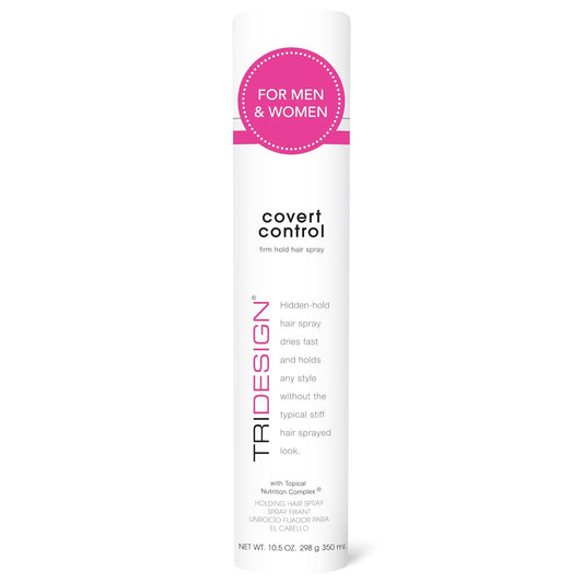 TRI Design Covert Control - Fast-Drying Hairspray for Women and Men, Strong Hold and Hair Setting, Provides Hidden Control, 10.5 Oz