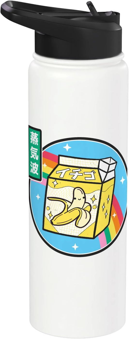 Banana Milk Carton Rainbow Japan Style Otaku Vaporwave Anime Stainless Steel Insulated Water Bottle