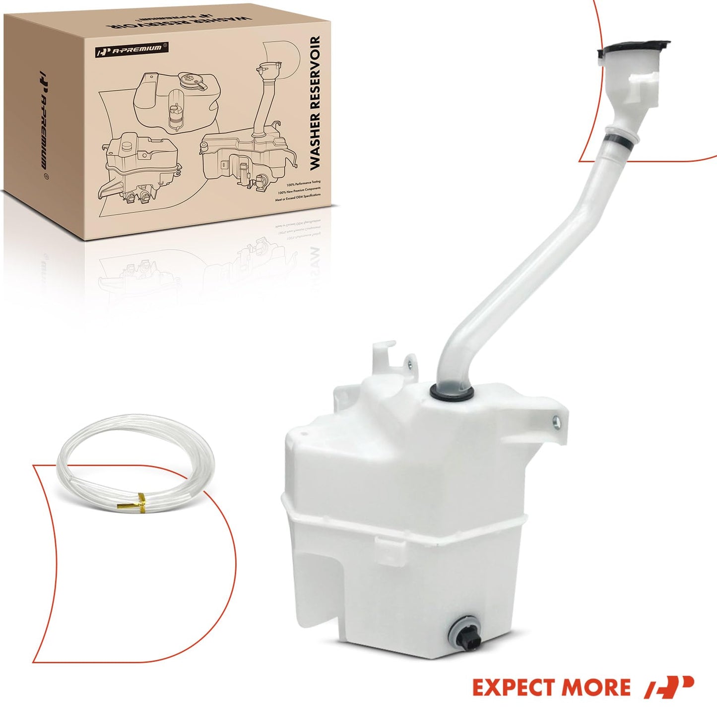 A-Premium Windshield Washer Reservoir Tank Assembly Compatible with Toyota RAV4 2019 2020 2021 2022 - with Cap & Washer Pump & Fluid Level Sensor & Filler Neck (North America Built Vehicle)