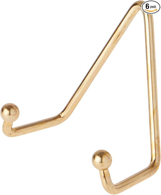 Bard's Shiny Gold-toned Wall Mountable Plate Hanger, 3.5" H x 3.25" W x 1.75" D (For Plates 3.5" - 5"), Pack of 6