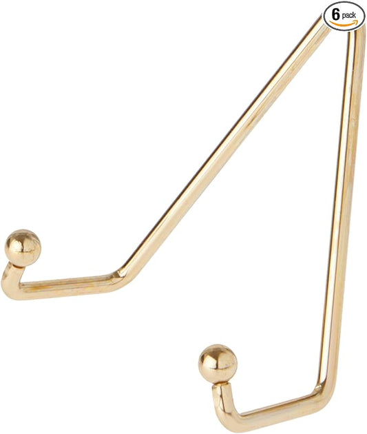 Bard's Shiny Gold-Toned Wall Mountable Plate Hanger, 4.25" H x 3.75" W x 2" D (for Plates 5" - 8"), Pack of 6