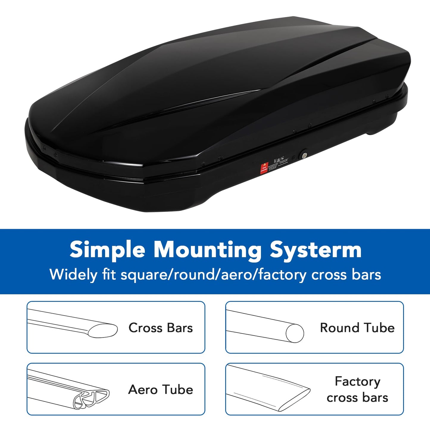 Garvee Heavy Duty Hard Shell Roof Top Cargo Carrier - 55(L) x31(W) x12(H) Waterproof Lockable Storage Box Capacity 165 Lbs 12.4 Cu Ft - Tool-Free Install- Fits SUV, Truck, Van (12.4 Cubic Ft)