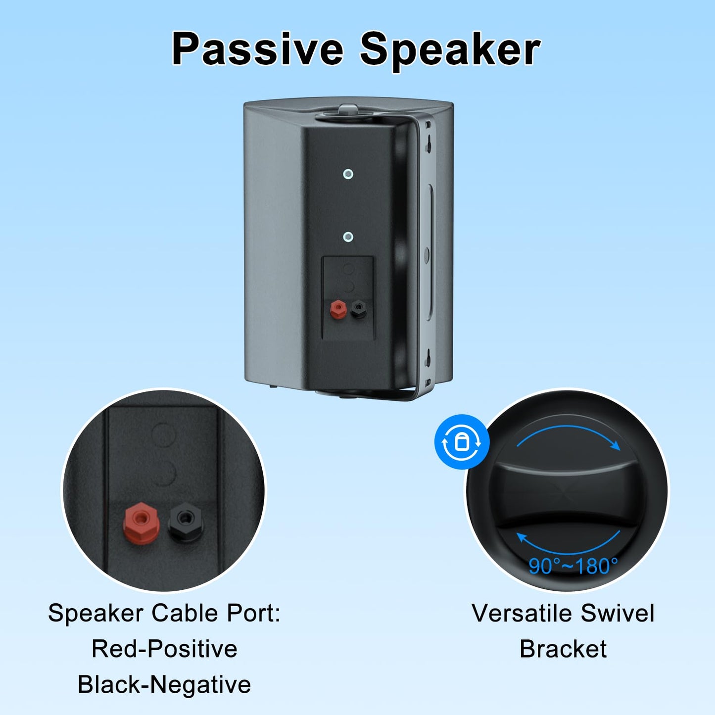STUDIOFINIX 5.25 Inch 600W Passive Wall Mount Speakers Weather Resistant Indoor Outdoor Speakers for Patio Garage Home,2 Pairs (Black)