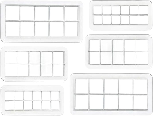 6Pcs White Square Cookie Cutter Set, Geometric Multicutter Square Cake Fondant Cutter, Cookie Cutter Biscuit Cutters Cake Decorating,Baking Tools and Accessories(3 Size）