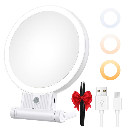 Tubbede Makeup Mirror, 1X/30X Magnification with 3 level LED Lights, 2000 mAh Rechargeable Double Sided Magnifying Mirror with 360° Rotation, Perfect for Precision Grooming and Makeup, Women Gift