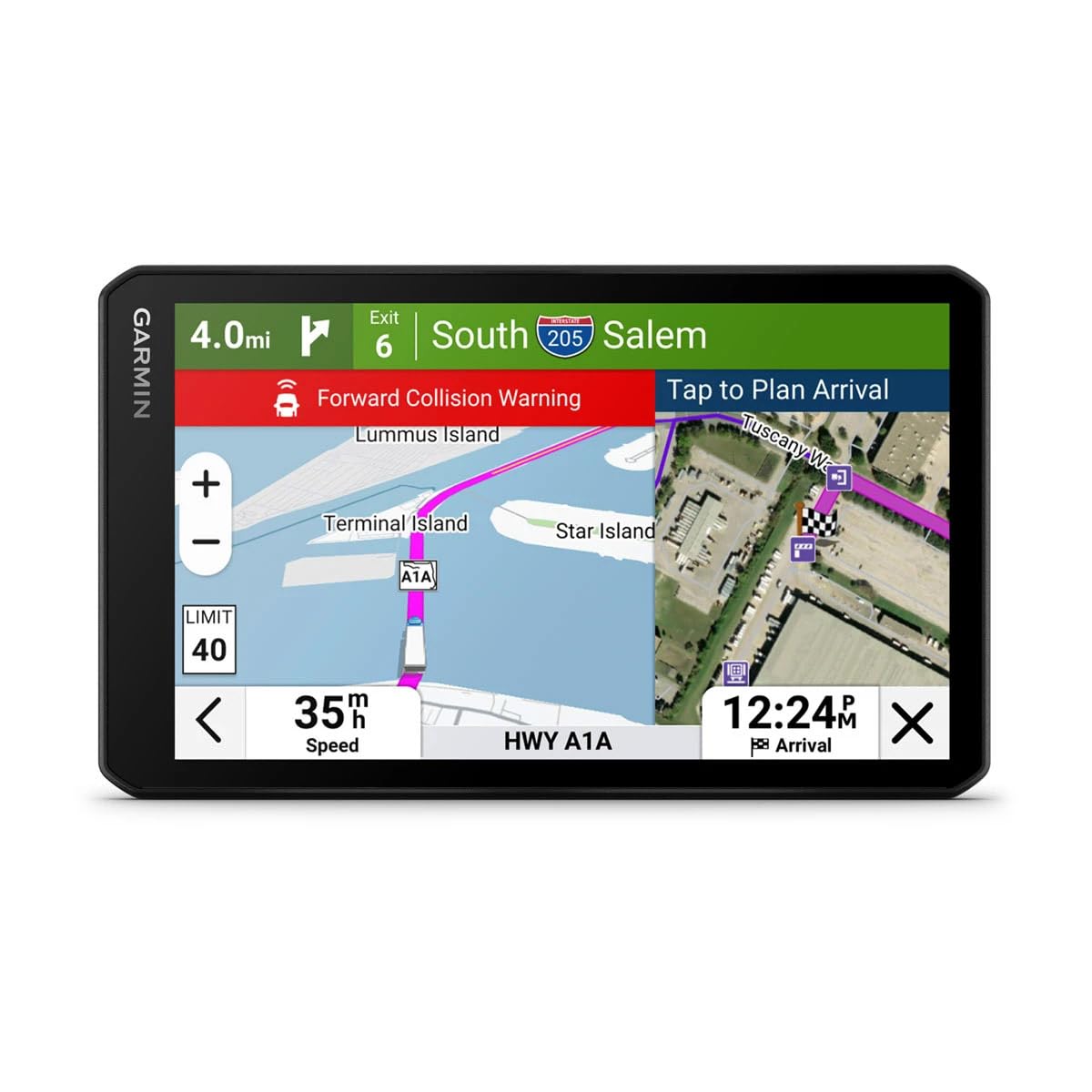 Garmin Dezl Cam OTR725 GPS Truck Navigator with Dash Cam 7" Large Display Touchscreen, Commercial GPS Navigation for Semi Trucker Driver Bundle with 32GB SD Memory Card + LCD Cleaning Kit
