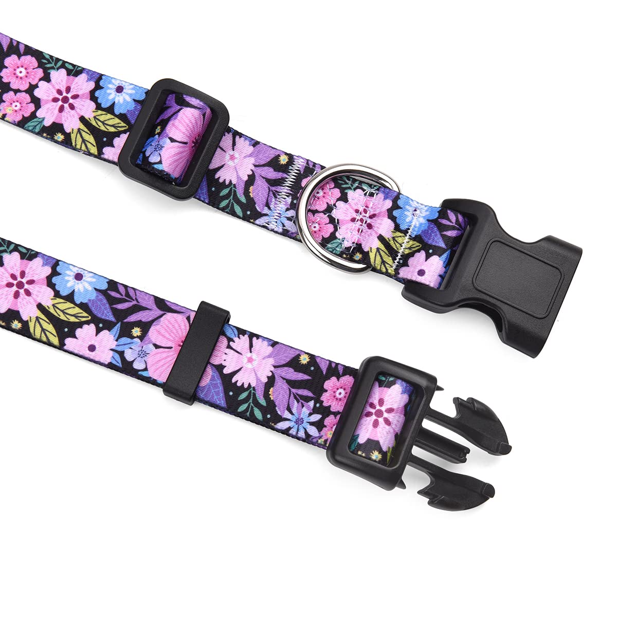 Mihqy Dog Collar with Bohemia Floral Tribal Geometric Patterns - Soft Ethnic Style Collar Adjustable for Small Medium Large Dogs(Floral Pink,S)