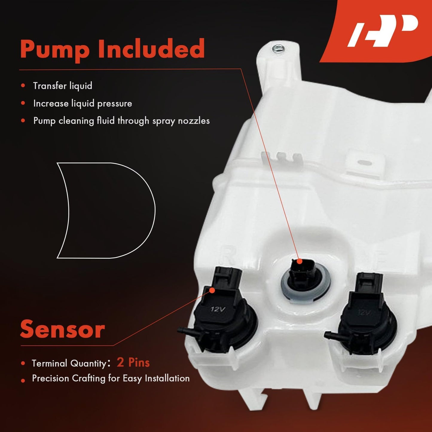 A-Premium Windshield Washer Reservoir Compatible with 2010-2015 Lexus RX350, with (Cap/Washer Pump/Hose/Filler Neck/Fluid Level Sensor/Bracket), Replace# 14915292, 853150E030PFM