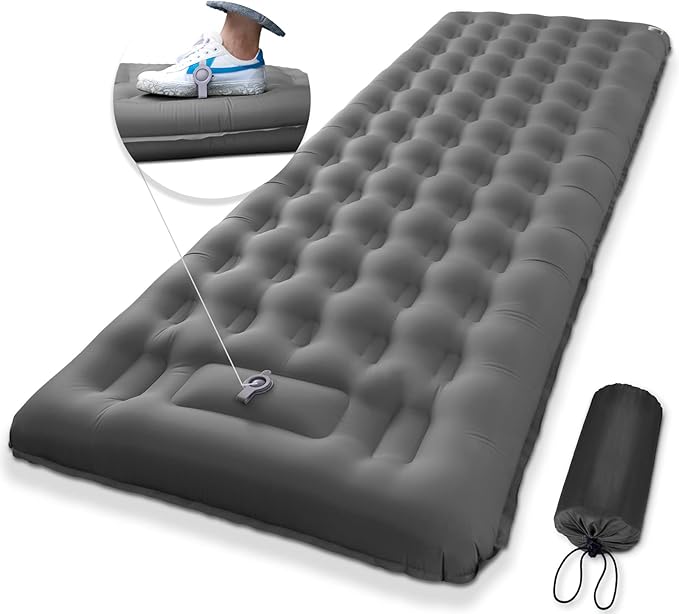 MEETPEAK Extra Thick 5 inch Inflatable Sleeping Pad for Camping, Ultralight Compact Sleeping Mat Built-in Foot Pump for Hiking Backpacking Traveling, Portable Camping Air Mattress