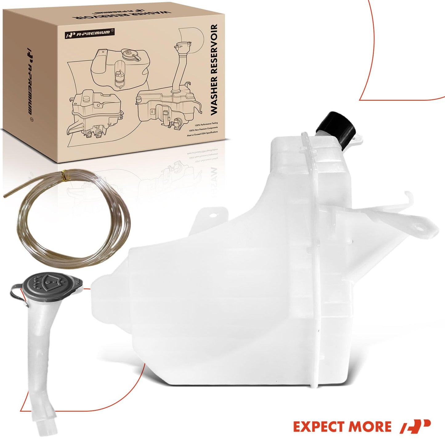 A-Premium Windshield Washer Reservoir Tank Assembly Compatible with Nissan Murano 2019 2020 2021 2022 2023 2024 - with Cap & Washer Pump & Fluid Level Sensor