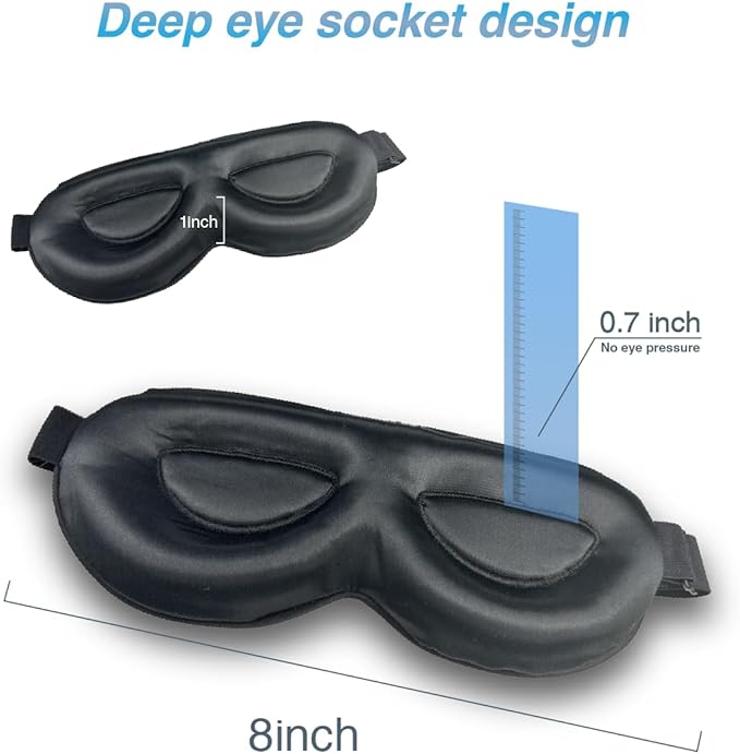 PROMEED Adjustable 100% Mulberry Silk Sleep Mask 23 Momme, 3D Contoured No-Pressure Cup Eye Mask for Sleeping, Super Soft Breathable Blindfold, Perfect Blocks Light for Sleeping (Grey)