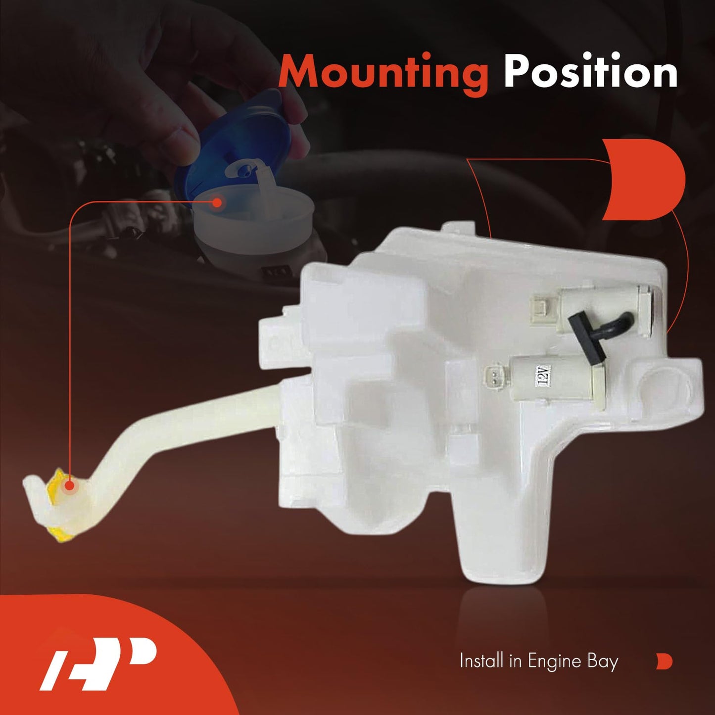 A-Premium Windshield Washer Reservoir Tank Assembly Compatible with Subaru Forester 2014 2015 2016 2017 2018 - with Pump & Cap & Fluid Level Sensor, Replace Part 86631SG020-PFM