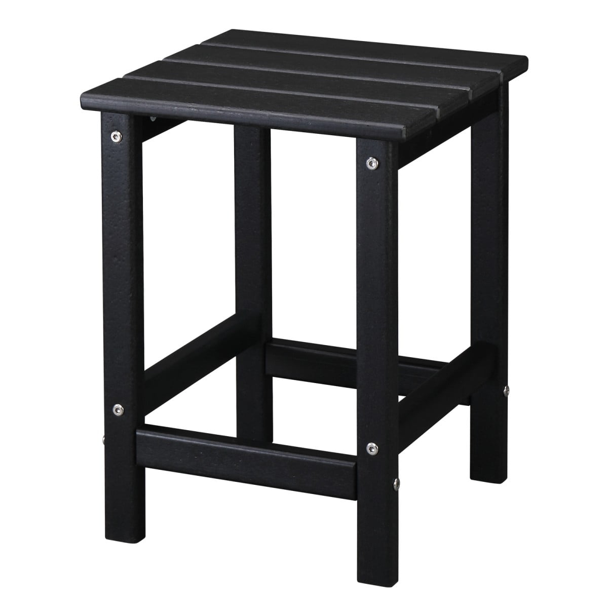 IVV 14" Square Outdoor Patio Side Table, Waterproof HDPE End Tables for Backyard Pool Porch Garden Lawn (Black)