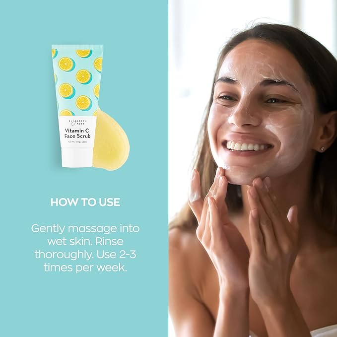Elizabeth Mott Sure Thing Vitamin C Face Scrub – Heat Activated Exfoliating Facial Cleanser for Deep Pore Cleansing & Smoother Skin – Gentle Brightening Scrub, Vegan & Cruelty-Free Skincare, 3.52 oz