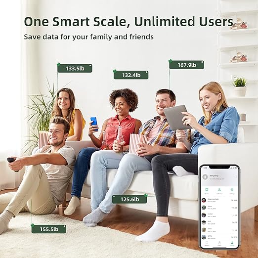 Scale for Body Weight, Posture Digital Bathroom Scale Large LED Display Weight Scale, High Accurate Body Composition Analyzer with BMI with Free Smartphone APP, 400Lb,Green