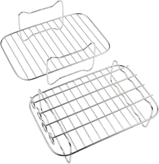 Air Fryer Rack 304 Stainless Steel Accessory for Dual Basket Models DZ201/40/550, Dishwasher Safe Grid Design for Crisp Cooking and Multi Food Use
