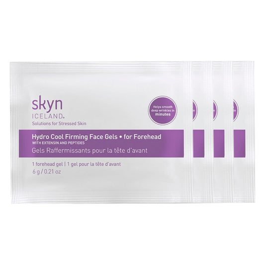 Skyn ICELAND Hydro Cool Firming Forehead Patches, 10 Minute Smoothing Treatment with Peptides and Hyaluronic Acid, All Skin Types, 4 Patches