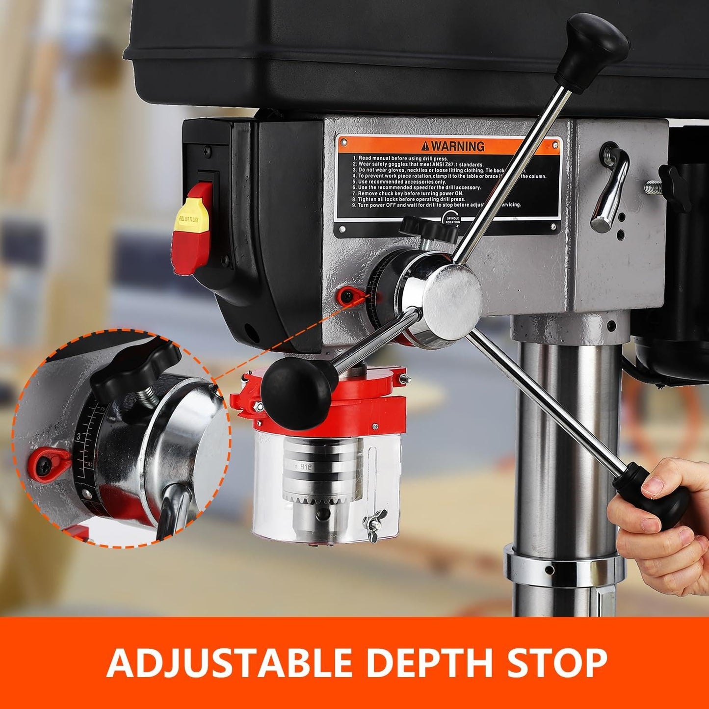 13" Powerful Floor Drill Press, 7.5A Motor, 288-3084 RPM Variable Speed, Chuck Capacity 5/8", Excellent Heat Dissipation, Precise Drilling, Cast Iron Bench Drill Press