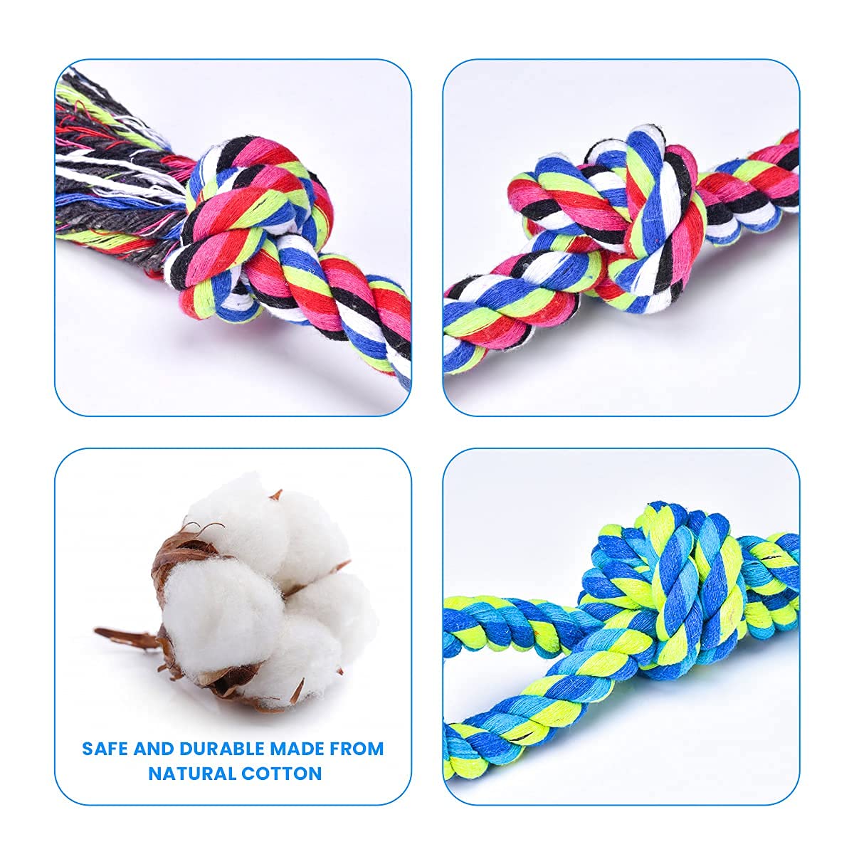 Feeko Heavy Duty Dog Rope Toys for Large Breed Aggressive Chewers, 2 Pack Indestructible Teeth Cleaning Tug of War Toy