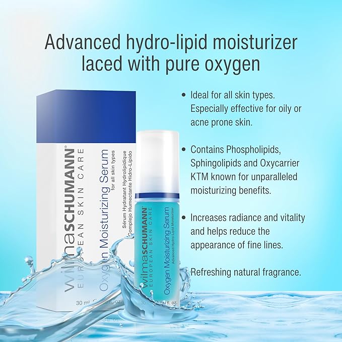 Wilma Schumann Oxygen Moisturizing Serum for Face, Hydrating Facial Serum, 1 oz