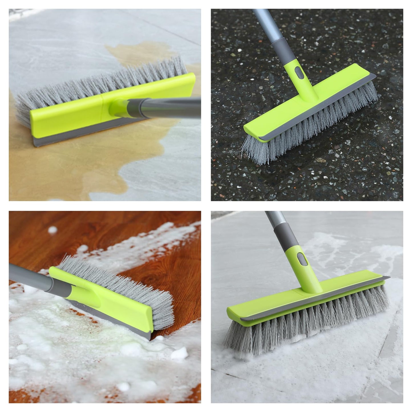Floor Scrub Brush 57" Long Handle Scrub Brushes for Cleaning 2 in 1 Deck Brush for Cleaning Concrete, Patio, Garage, Kitchen, Carpet and Bathroom