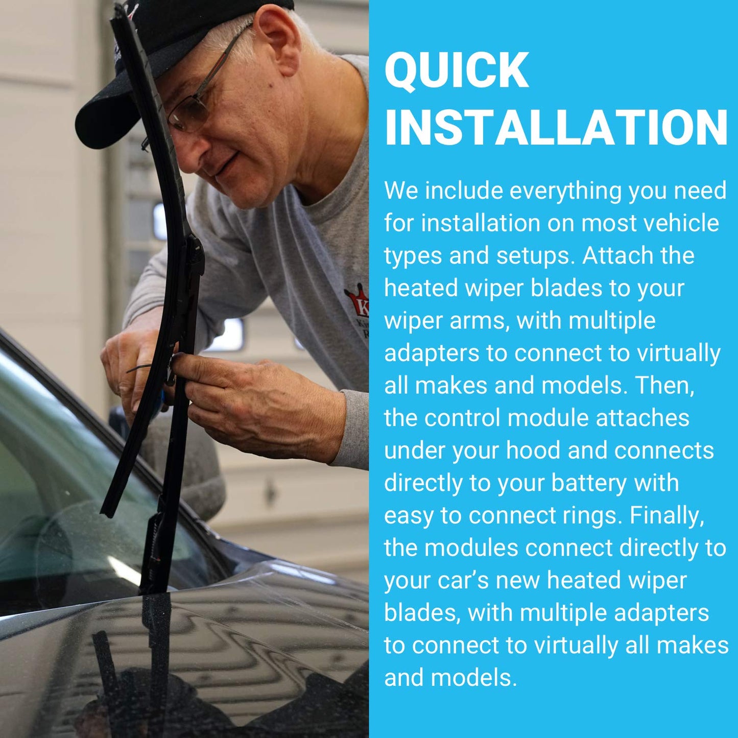 Crystal Clear - Automatic Heated Wiper Blade System: 22” Blade + 22” Blade GMC/Silverado
