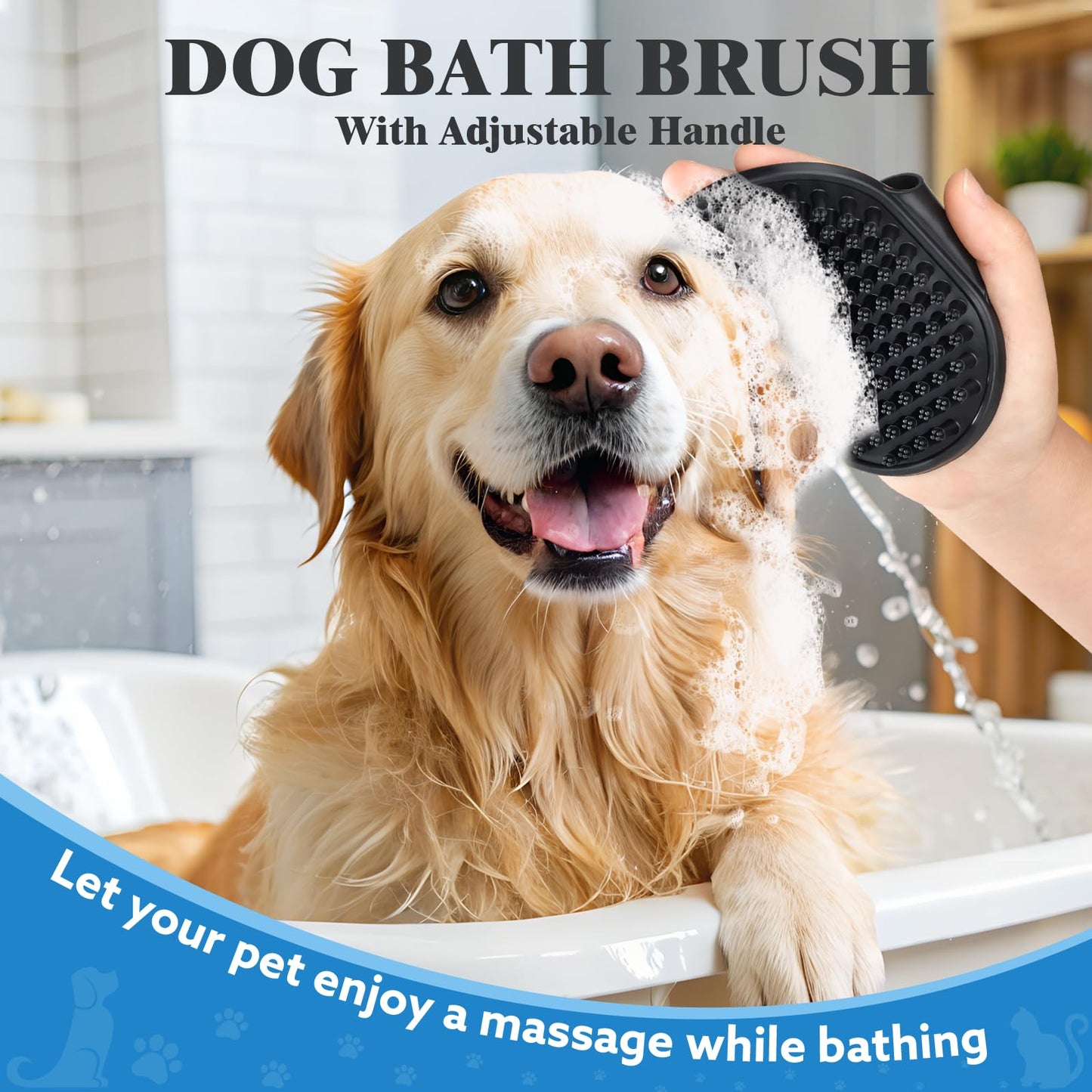 3PCS Dog Grooming Kit - Deshedding Brush, Slicker Brush, Bath Brush and Comb for Pet Supplies (Blue Black)