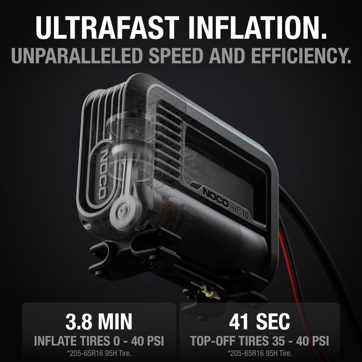 NOCO AIR10: UltraFast 10A Tire Inflator - 12V Portable Air Compressor Pump – 36 SLPM Airflow Inflates 0–40 PSI in 3.8 Minutes – Digital Gauge + Auto-Shutoff