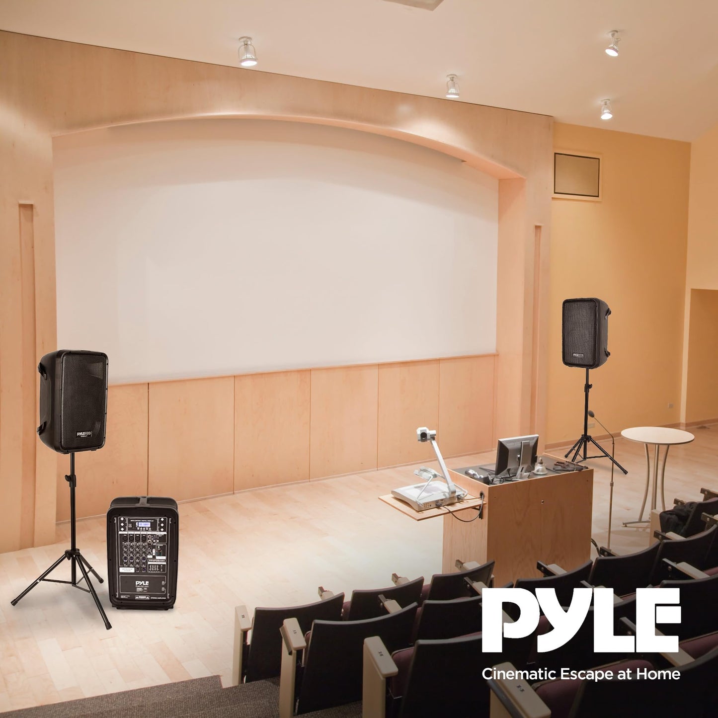 Pyle PA Speaker DJ Mixer Bundle - 300 W Portable Wireless Bluetooth Sound System w/ USB SD XLR 1/4" RCA Inputs - Dual Speaker, Mixer, Microphone, Stand, Cable - Home/Outdoor Party - PPHP28AMX,Black