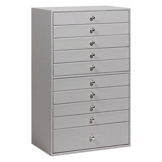 GUKA Large Jewelry Box, Jewelry Case with 10 Drawers for Big and Small Jewelry, Jewelry Storage Organizer for Watch Earrings Necklace Rings Bracelets, Birthday Wedding Gifts, Grey