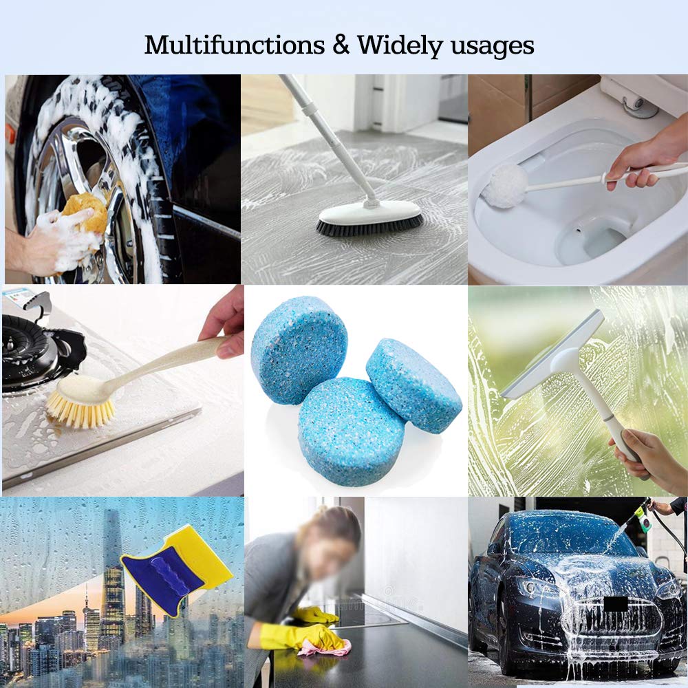 DOKIKO 50Pcs Car Windshield Washer Tablets,Windshield Wiper Fluid,1 Pack Makes 105 Gallons,Efficient Cleaning, Portable(Winter Use With De-icer or Methanol)
