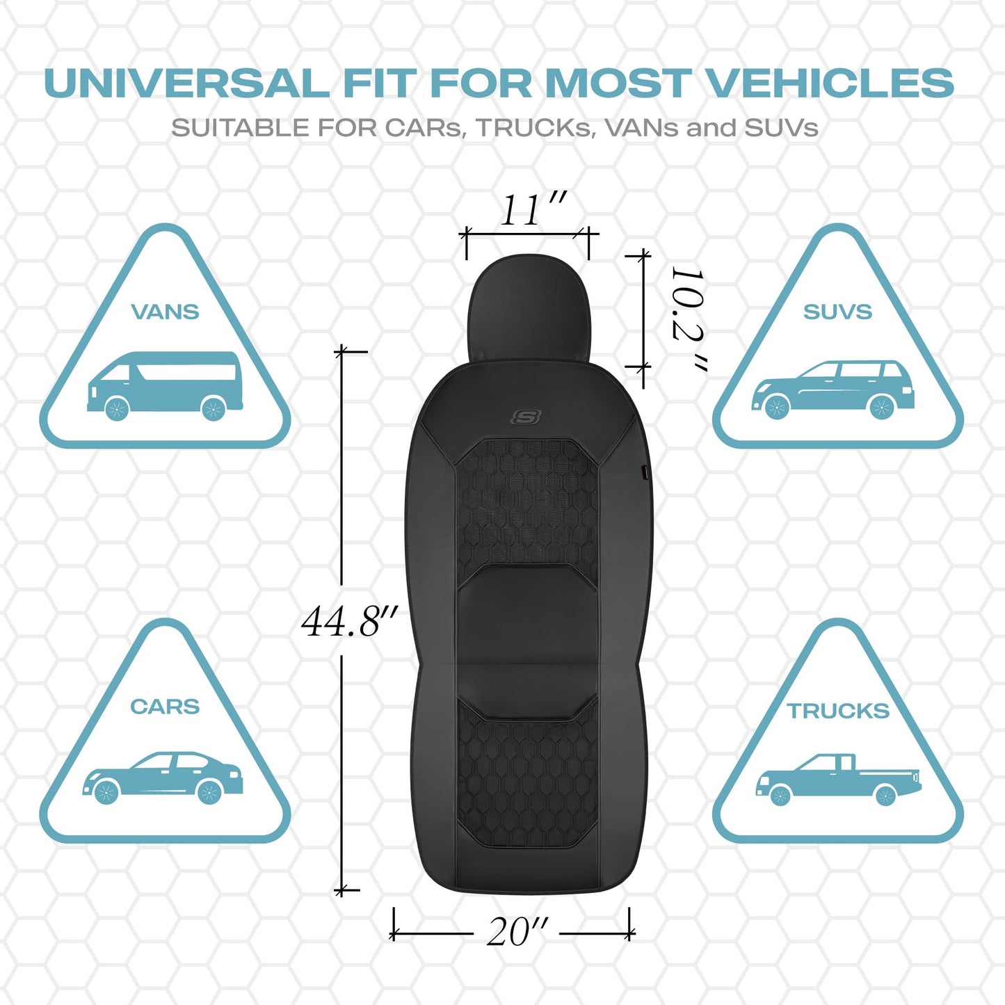 Skechers Gel Seat Covers,Cooling Car Seat Covers,Leather Front Seat Covers,Airbag Compatible,Automotive Comfort Universal Fit for SUVs,Vans,Sedans,Cars,Trucks,Black