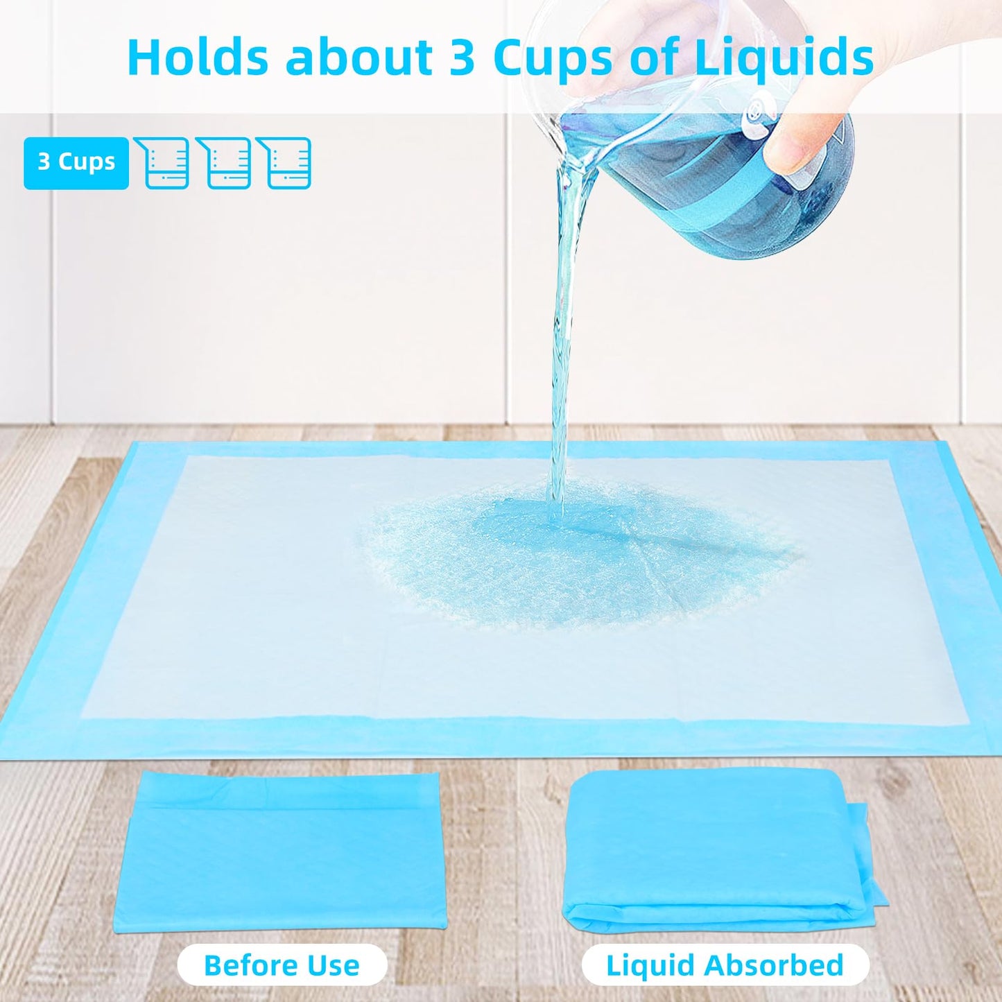FluffyDream Super Absorbent Waterproof Dog and Puppy Pet Training Pad, Housebreaking Pet Pad,Blue (17.6"x23.6" (50PCS))
