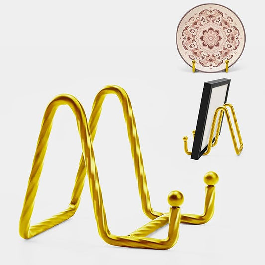3Inch 3Pack Metal Decorative Plate Stand - Gold Picture Holder Stand for Display, Sign, Book, Photo