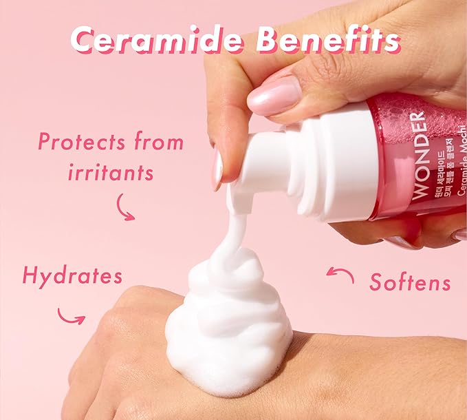 TONYMOLY Wonder Ceramide Mochi K-Beauty Skincare Set, 3-Piece Bundle with Bubble Cleanser, Milky Toner and Ceramide Moisturizer
