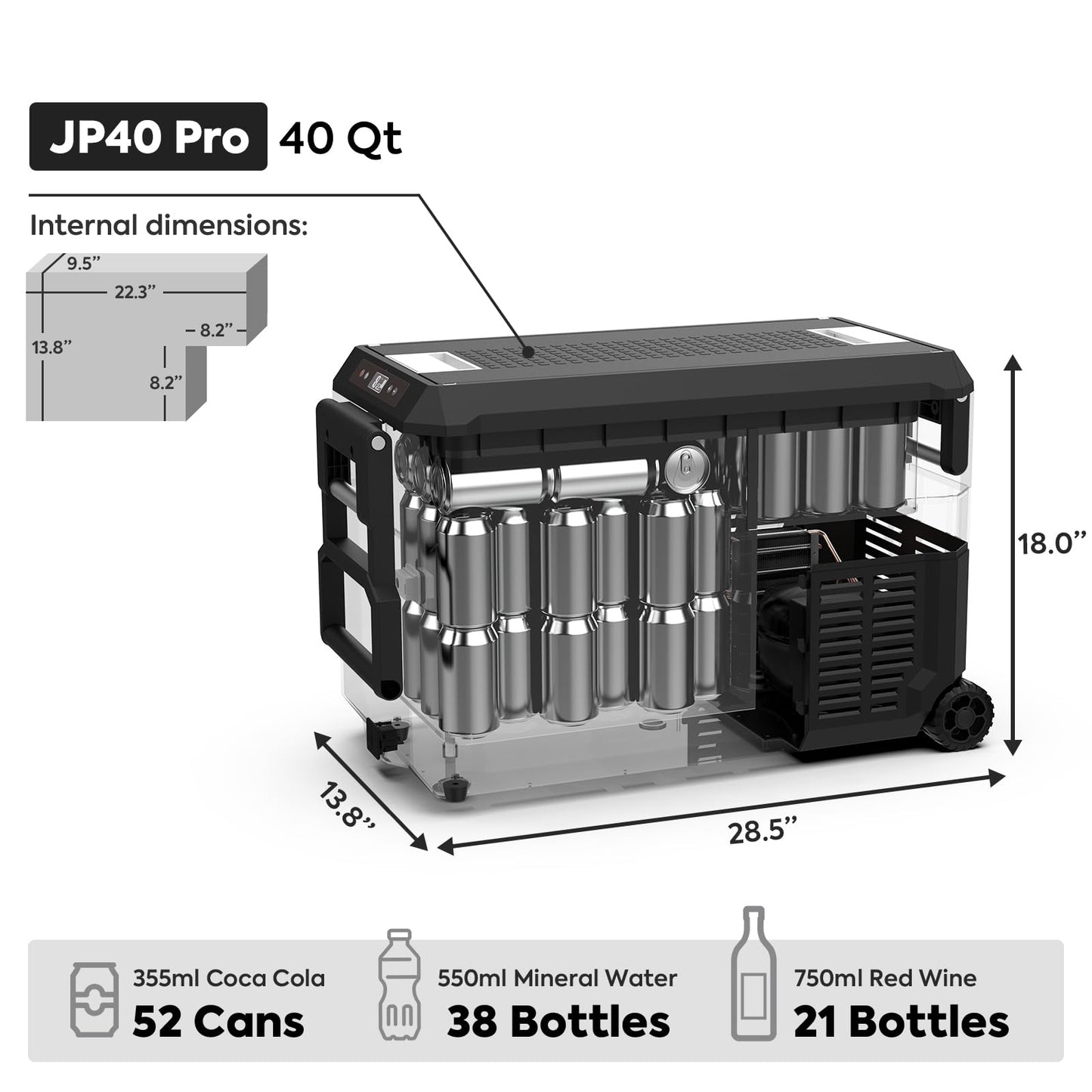 ICECO JP40 Pro 12 Volt Car Refrigerator, Portable Fridge Freezer for Camping, Car Fridge Powered by SECOP, 12V refrigerator for Car & Home, DC 12/24V, AC 110/240V, Multi-directional Lid