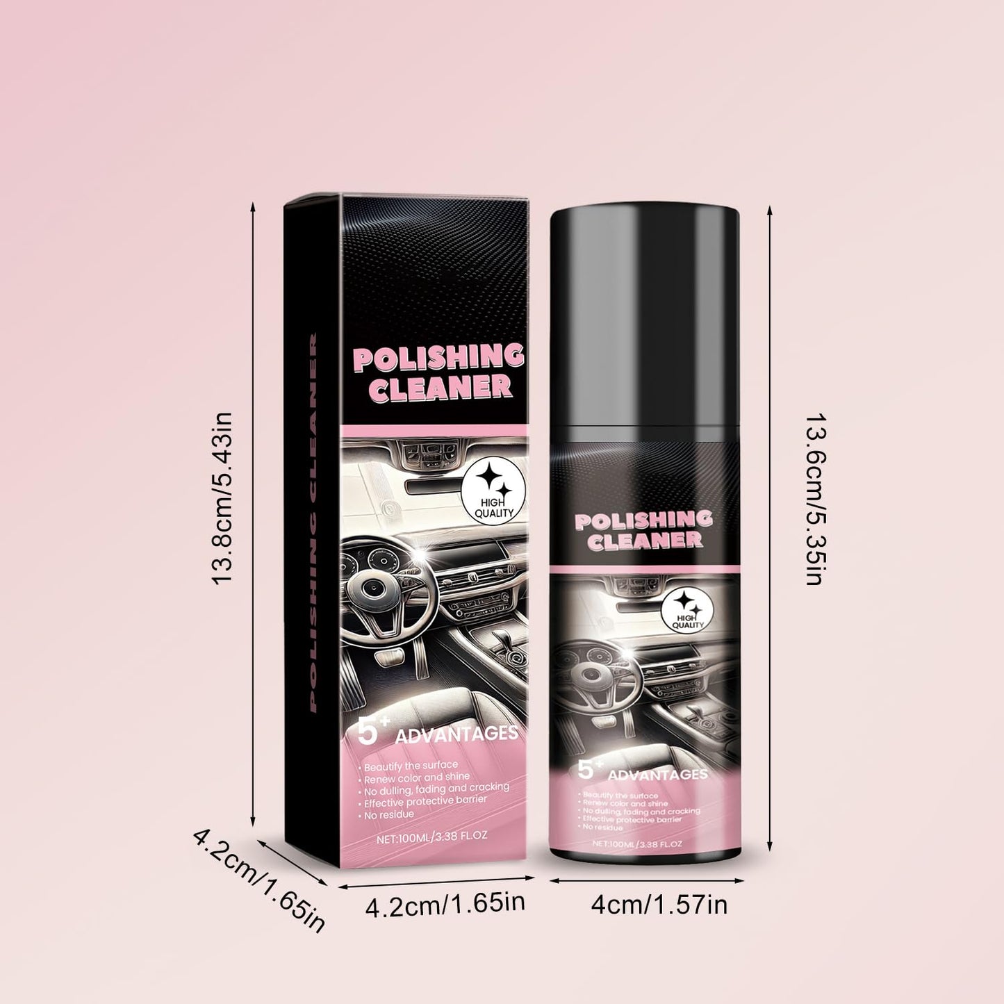 Car Interior Cleaner,Vehicle Interior Polish,Interiors Detailer Spray,Total Cars Interior Cleaner Rejuvenation,Decontamination,Interior All Purpose Car Cleaner (2PCS*100ml)
