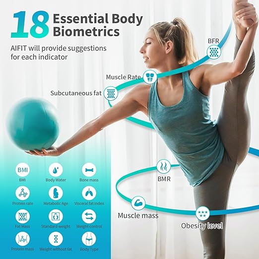 Smart Scale for Body Weight, Digital Bathroom Scale LED Display, BMI, Body Fat, Muscle Mass 18 Body Composition Monitor Health Analyzer Sync Fitness Apps (Silver)