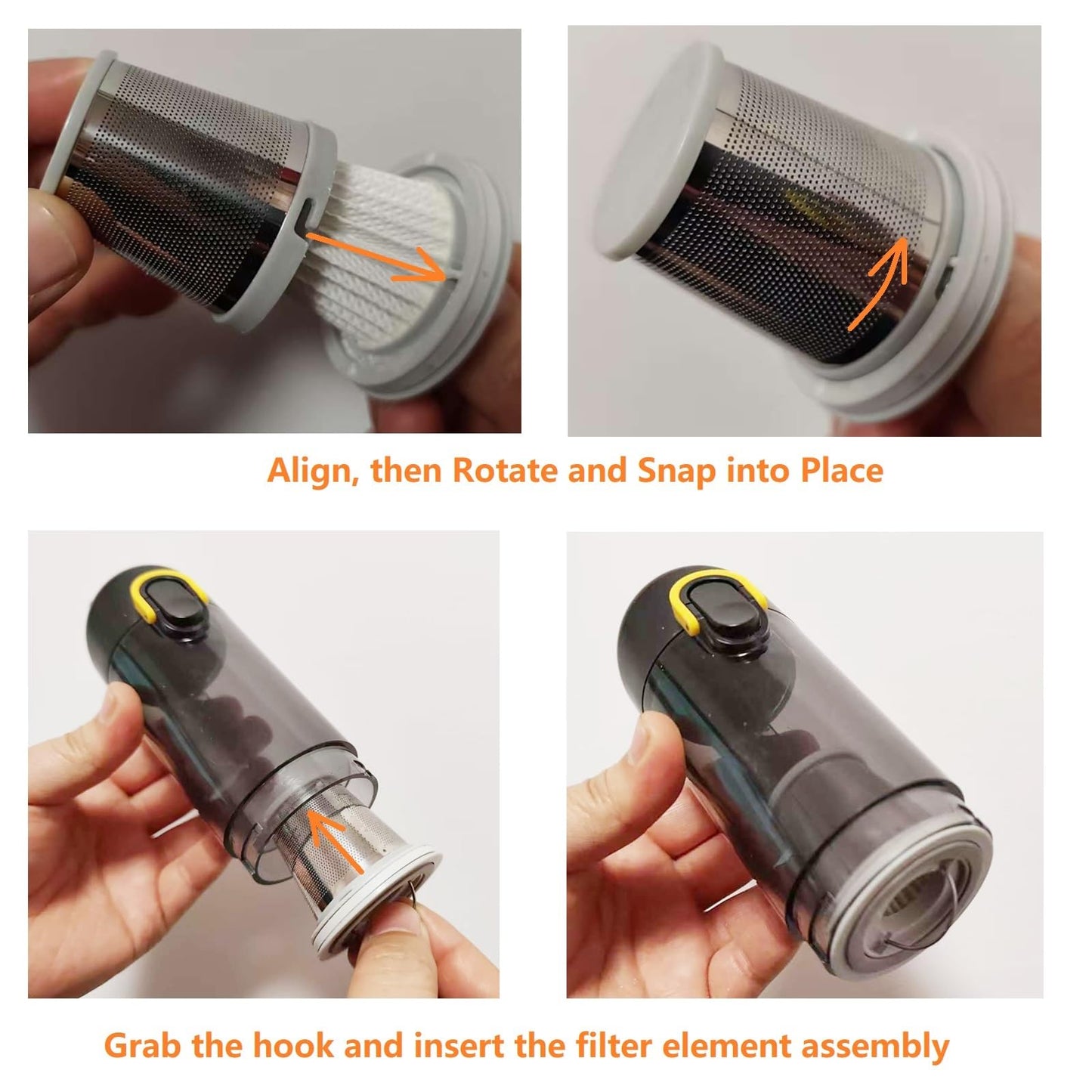 Filters Replacement Compatible with Fanttik Car Vacuum V8 Series（Fanttik V8 Apex & Slim V8 Mate Car Vac), 4pack Washable Hepa Filters and 1pack Stainless Steel Pre-filter