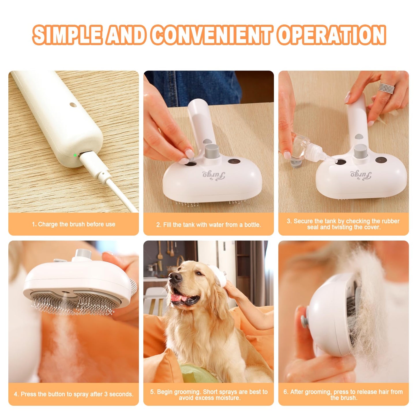 Cat Steam Brush-3 in 1 Pet Brush,Dog Shedding Tool Self Cleaning Pet Spray Depilation Comb with Release Button,Dog Steam Brushs,Cat Grooming Supplies for Long Short Haireds
