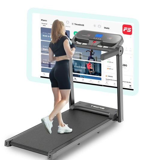 PRIJESSE Foldable Walking pad with Handle bar - Compact Electric Treadmill for Home use, Portable mini Treadmills with 265 Lbs Weight Capacity, 3.0HP Quiet Walking Treadmills Digital Display