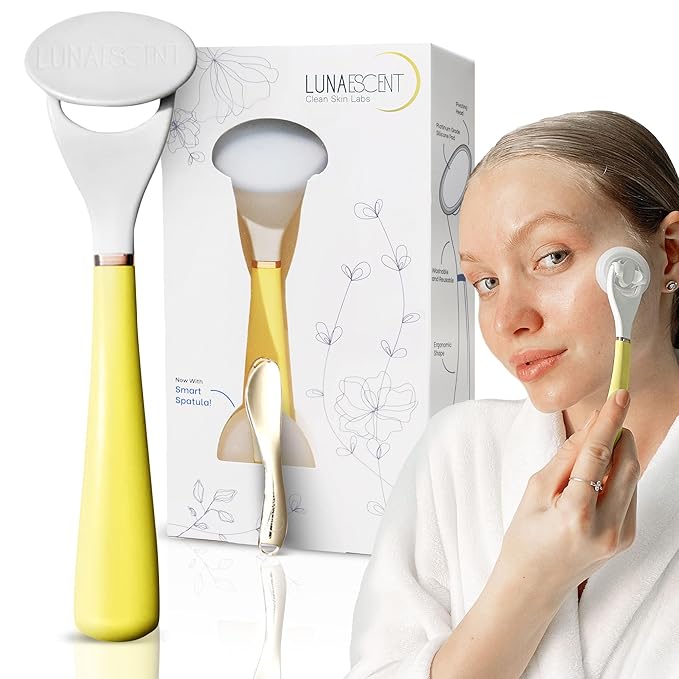 Serum Applicator for Face Sun Yellow Reusable Skincare Applicator Serums, Oils, Medicated Ointments, Sunscreen, Makeup, Face Cream Applicator, Cooling & Warming Face Massager Tool by LUNAESCENT