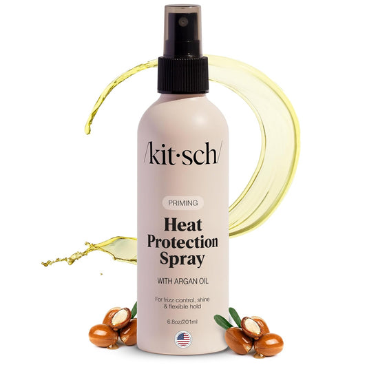 Kitsch Heat Protection Spray for Hair – Heat Protectant for Hair with Argan Oil – Styling Hair Spray for Frizz Control, Shine & Damage Protection – Protects Strands Up to 450°F – 6.8oz