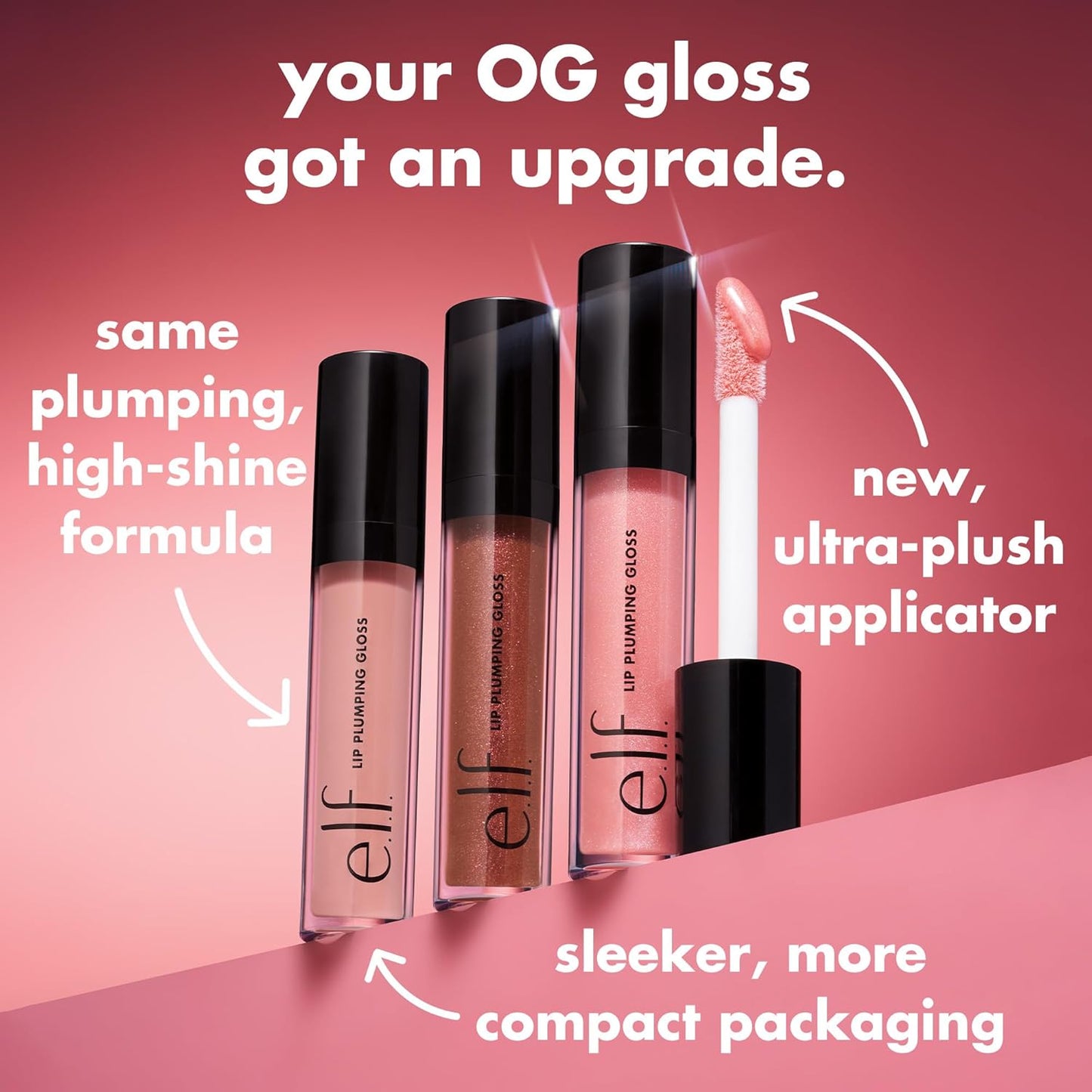 e.l.f. Lip Plumping Gloss, High-Shine Sheer Color, Hydrates & Creates Fuller Lips With Vitamin E, Vegan & Cruelty-Free, Mauve Lady, 0.1 Fl Oz