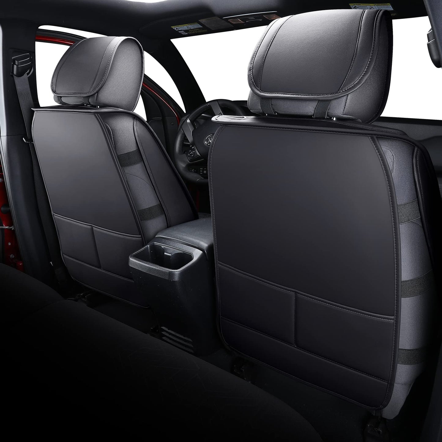 Tomatoman Toyota Tacoma Seat Covers Custom Fit 2005-2022 2023 2024 2025 Access Crew Double Cab Truck TRD Pro Trail Edition Limited SR5 Offroad Car Cushions (2 PCS Front/Black-Red)