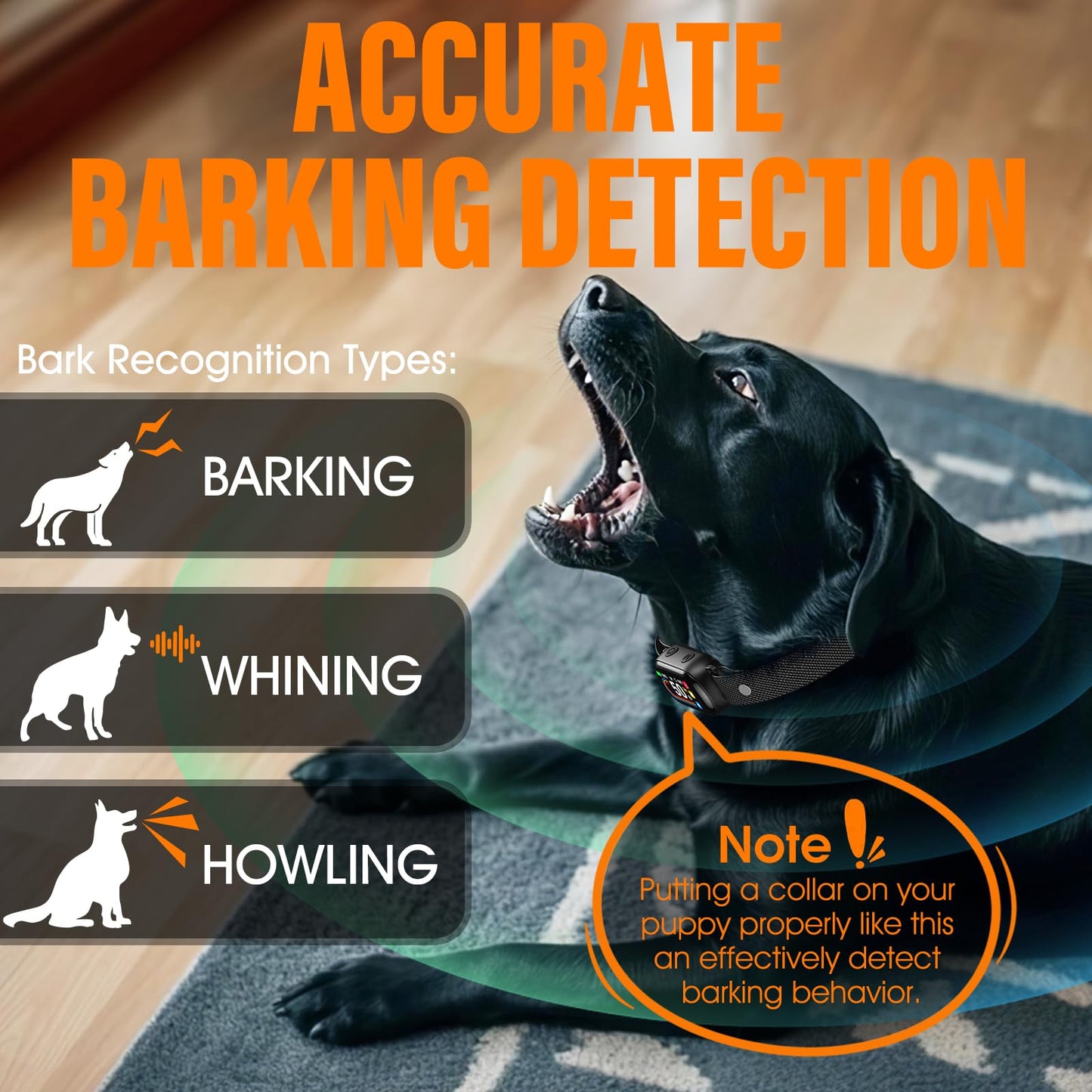SKBAK Smart Dog Bark Collar, for Small Medium Large Dogs 10-100lbs, Automatic Dog Training Collar to Decrease Barking, Anti Barking Device with 4 Training Modes, More 8 Sensitivity Levels, Black