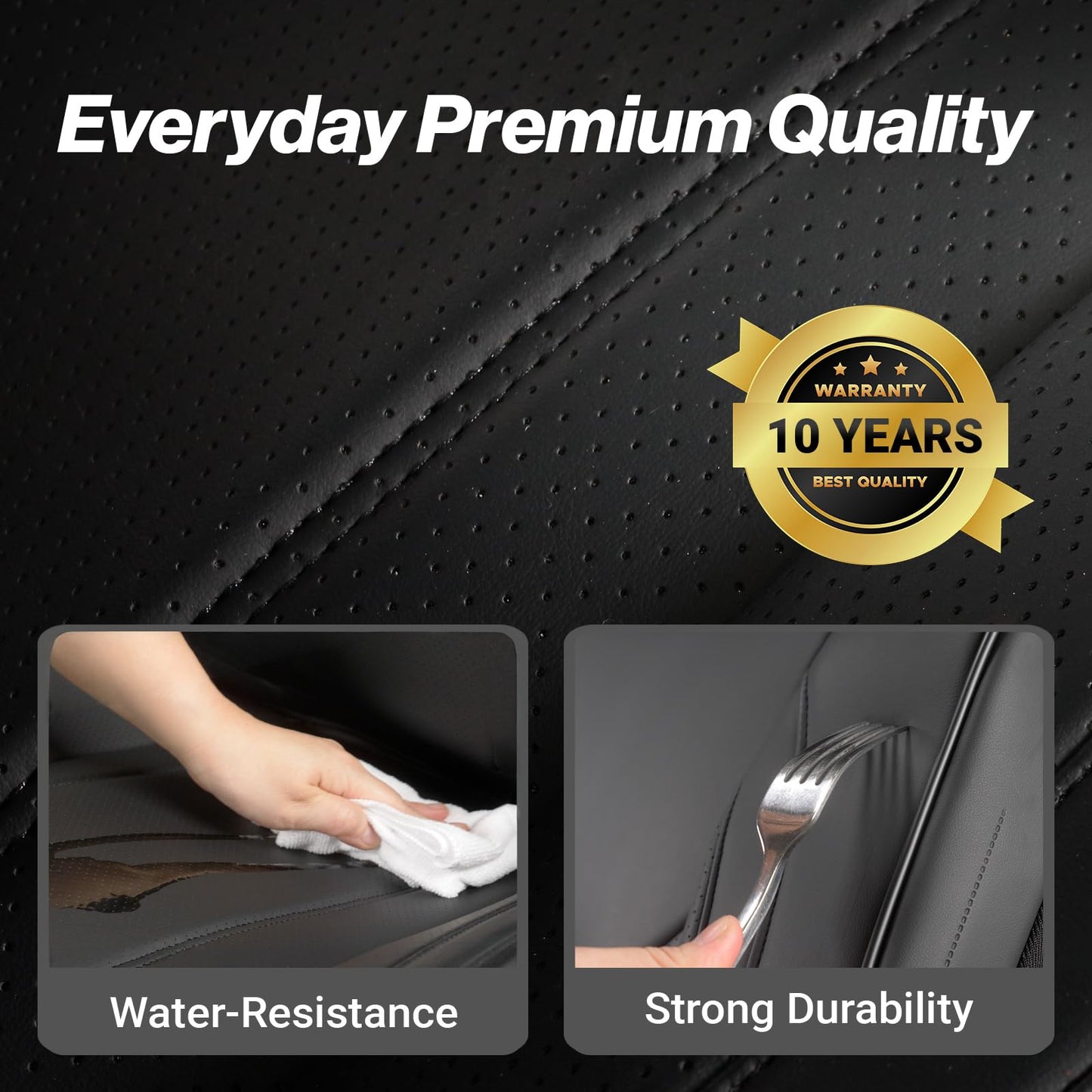 Coverland Custom Car Seat Covers Compatible with Outback, CR-V, Tucson, Wrangler, GX 460 - Premium Leather Non-Slip Memory Foam Waterproof Protector Front Seat-Black [See Size Chart-Size A10]