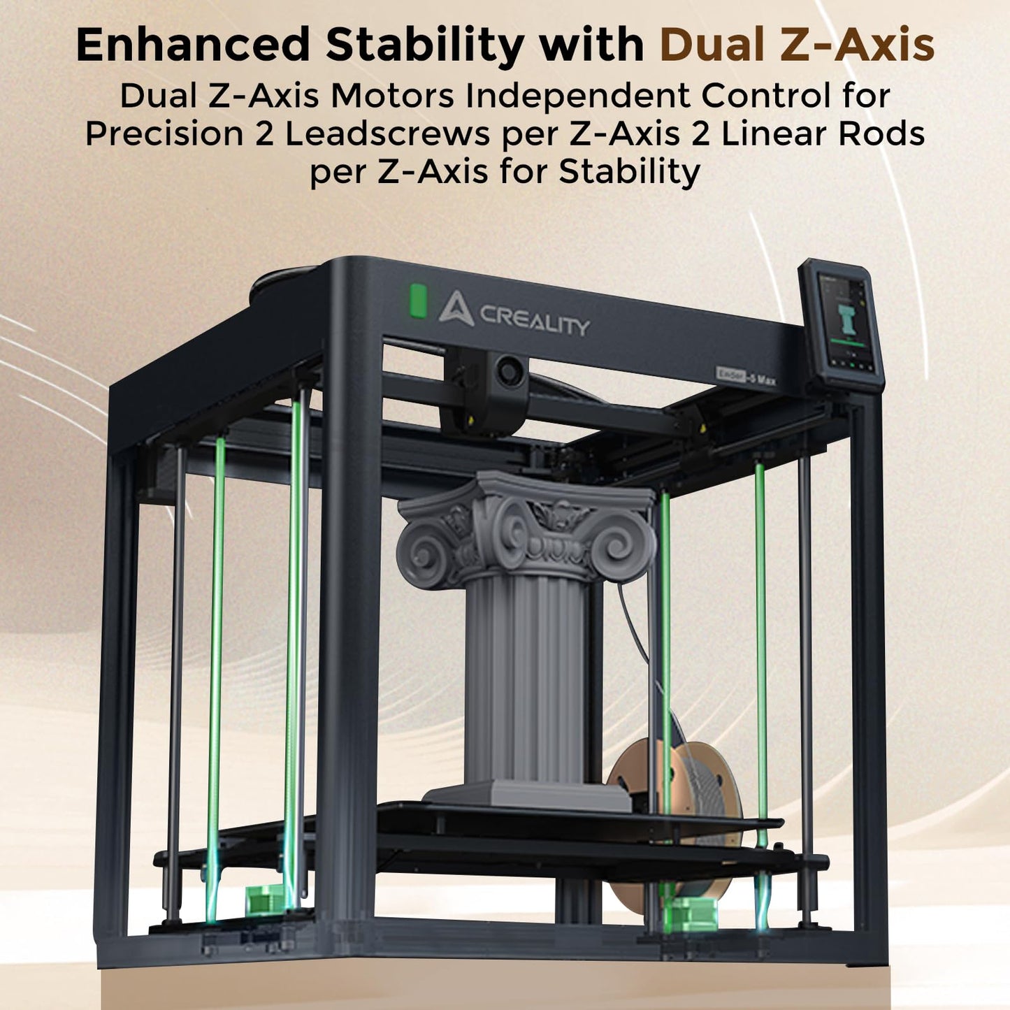Creality Ender-5 Max 3D Printer, 400x400x400mm Large Build Volume, 700mm/s High-Speed Printing, 36-Point Auto Leveling, LAN Multi-Device Control, Professional FDM 3D Printing